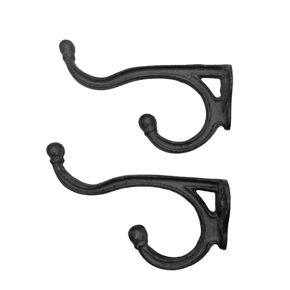 2  Cast Iron Wall Hooks Towel‎ Key Holder Bathroom Hat Coat Entry Hanger 6.5